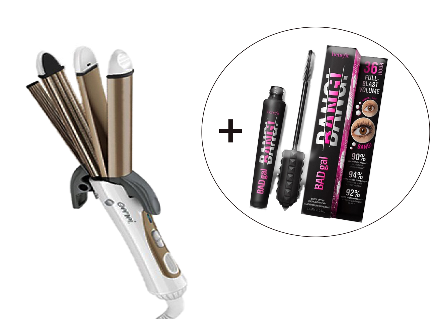 Утюжок для волос 4в1 Gemei + Тушь для ресниц Benefit BADgal BAN