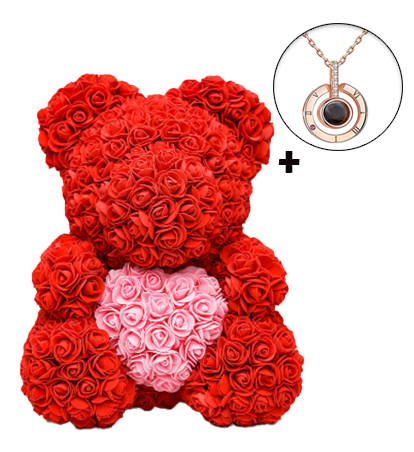 Мишка из роз"Teddy Bear" 40 см+Кулон "Я тебя люблю"