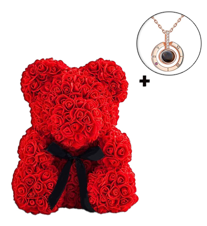 Мишка из роз"Teddy Bear" 25 см+Кулон "Я тебя люблю"